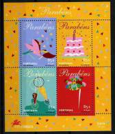Portugal Félicitations Fleurs Gateau Boisson Bloc 2001 ** Congratulations Flowers Cake Drink S/s ** - Unused Stamps