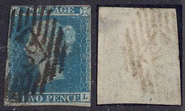 GB 1841 QV 2d  Blue Imperf PMK  Good Margins ( Q & L ) WMK 2 Used ( H977 ) - Used Stamps