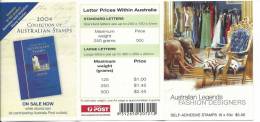 $5 Australian Legends Fashion Designers 10 X 50c Peel & Stick Booklet Complete Mint Unhinged Unused - Booklets