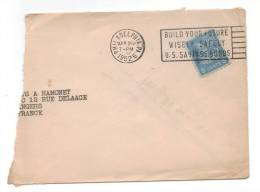 Fragment D´enveloppe Timbrée Avec Flamme FLIER, De 1952, De Philadelphie Pour La France, Avec  Timbre Perforé, N°375 - Postal History