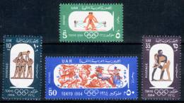 EGYPT / 1964 / SPORT / OLYMPIC GAMES ; TOKYO 64 / EGYPTOLOGY / WRESTLING / GYMNASTICS / CHARIOT / HORSE / MNH / VF . - Nuevos