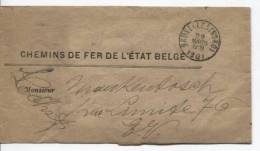 Petit Manchon Des Chemins De Fer De L'Etat Belge  En Franchise C.Bruxelles(Nord) Du 29/03/1901 V.E/V C.BXL Arrivée 993 - Franchise