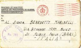 DB336-OTTOBRE 1945 PRISONER WAR POST Da INGHILTERRA A RUVO DI PUGLIA-timbro VIOLA Del CAMPO Di PRIGIONIA Nr.783 - Marcophilie