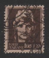 Italia - Imperiale (filig. Ruota Alata) Lire 1,20 Bruno - Emissione Di Roma - 1945 - Afgestempeld