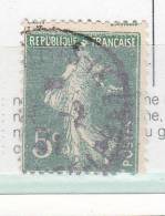 FRANCE N°137 5C VERT FONCE FOND NEIGEUX OBL - Used Stamps