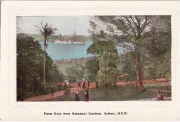 SYDNEY New South Wales Farm Cove From Botanical Gardens Battle Cruiser Animated Embossed Border Passepartout Card Unused - Sydney