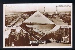 RB 880 - 1930 Real Photo Multiview Postcard - Colwyn Bay Denbighshire Wales - Station Road - The Pier & Promenade  + - Denbighshire