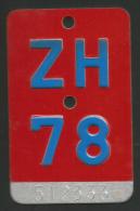 Velonummer Zürich ZH 78 - Plaques D'immatriculation