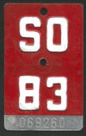 Velonummer Solothurn SO 83 - Kennzeichen & Nummernschilder