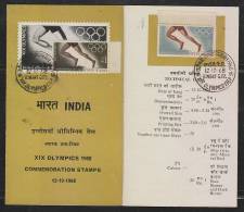 INDIA 1968  MEXICO OLYMPIC GAMES  2v  STAMPED BROCHURE  #  40825   Indien Inde - Verano 1968: México
