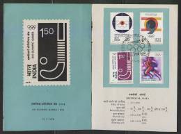 INDIA 1976  Hockey Stick  MONTREAL OLYMPIC GAMES  4v  STAMPED BROCHURE  #  40807   Indien Inde - Hockey (su Erba)