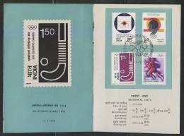 INDIA 1976  Hockey Stick  MONTREAL OLYMPIC GAMES  4v  STAMPED BROCHURE  #  40807   Indien Inde - Jockey (sobre Hierba)