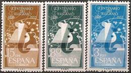 1955-ED. 1180a82-I CENTENARIO DEL TELÉGRAFO.AISLADORES Y ANTENA-NUEVO SIN FIJASELLOS - Unused Stamps