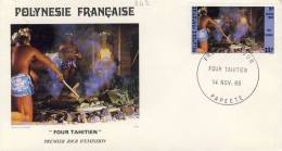 FDC  POLYNÉSIE  TAHITI  1985 FOUR TAHITIEN # CUISINE DES ILES # CUISSON A L'ETOUFFEE - FDC