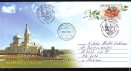 EASTER,PAQUES,CHURCH,EGGS, 2012, COVER STATIONERY, ENTIER POSTAL,SENT TO MAIL IN FIRST DAY, MOLDOVA - Pasen