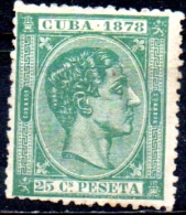 1878 Alfonso XII -  25c. - Green  MH - Kuba (1874-1898)