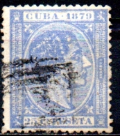 1879 Alfonso XII - 25c. - Blue   FU - Cuba (1874-1898)