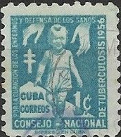 1956 Obligatory Tax. Anti-T.B. - Girl And Hands - 1c. - Blue FU - Beneficenza