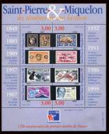 Feuillet** De 4 Timbres Gommés "SPM Les Timbres De Son Histoire" (YT 6 - 1999) - Blokken & Velletjes