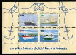 Feuillet** De 4 Timbres Gommés "Les Vieux Bateaux De SPM" (YT 4 - 1994) - Blocs-feuillets