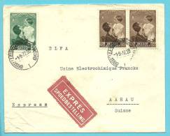 449+454 Op Brief Per EXPRES Met Stempel BRUXELLES Naar AARAU (Suisse) - Covers & Documents