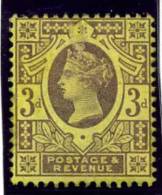 GB QV 1887 ´Jubilee´ Issue 3d Purple/yellow, Lightly Hinged Mint - Ungebraucht