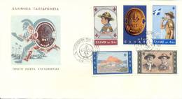 Greece 1963 FDC 11th Boy Scout Jamboree Complete Set On Unadressed Cover - Briefe U. Dokumente