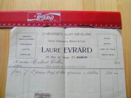 Fac Facture Laure Evrard Rue De L'Ange Namur 1924 Lingerie Trousseau Layette Dentelle - 1900 – 1949