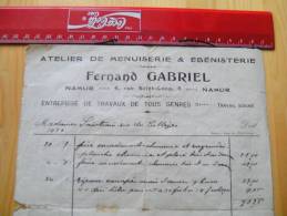 Fac FactureFernand Ganriel Rue Saint-Loup Namur 1921 Menuiserie Ebénisterie - 1900 – 1949