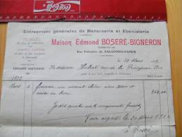 Fac Facture Edmond Boseré Bigneron Salzinnes Namur 1922 - 1900 – 1949