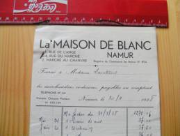 Fac Facture La Maison Du Blanc à Namur 1938 - 1900 – 1949