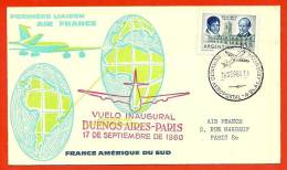 Lettre AIR FRANCE Première Liaison BUENOS AIRES - PARIS  Servicio Aeropostal - Illustrateur - Primi Voli