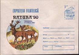 Romania-Postal Stationery Cover 1990- Deer; Chevreuil; Hirsch - Unused - Animalez De Caza