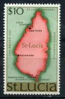 SAINTE LUCIE 349** 10$ Or, Noir, Vert Et Rose Carte De L'Île - St.Lucia (1979-...)