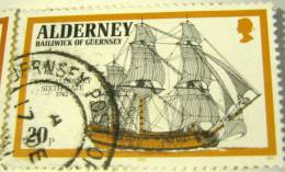 Alderney 1990 HMS Alderney Sixth Rate 1742 20p - Used - Alderney