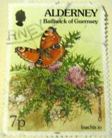 Alderney 1994 Inachis Io Butterfly And Thistle 7p - Used - Alderney