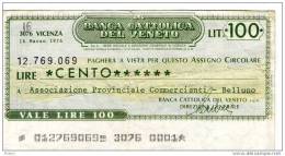 ITALY 100 L Banca Cattolica Del Veneto Lot16 - 100 Lire