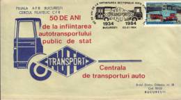 Romania-Occasionally Envelope 1984-Truck And Bus;Camions Et Autobus; Lastwagen Und Bus. - LKW