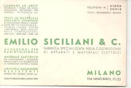 MILANO. DITTA EMILIO SICILIANI&C. APPARATI E MATERIALI ELETTRICI.FG.D520 - Altri & Non Classificati