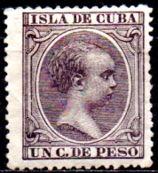 1890 "Baby" Key-type -1c. - Purple MH - Cuba (1874-1898)