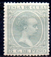 1890 "Baby" Key-type  -5c. - Grey  MH - Cuba (1874-1898)