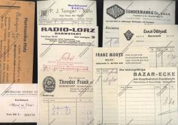 RECHNUNG : 9 Stück Frankfurt Mainz Darmstadt Köln Music Radio Parfümerie Büro & Papier  Bazar Maschinen - 1950 - ...