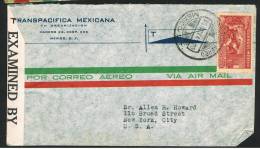 1942  Censored Air Mail Letter To USA  Sc  C68 - Mexico