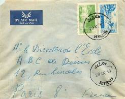 1955  Lettre Avion Pour La France  Mi Nr 532, 541 - Lebanon