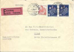 1947 Express Von Weissenbach Nach Olten Mit 2x PJ 1947 - Cartas & Documentos