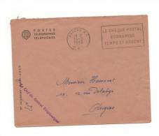 France: Enveloppe Avec Entête Et Sigle « PTT Central Téléphonique» De 1956, D’Angers Pour Angers, Avec Flamme SECAP - Frankobriefe