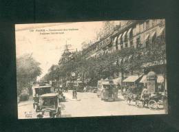 Paris - Boulevard Des Italiens - Italians Boulevard  ( Autobus Voiture Automobile Attelage Horloge Colonne Morris - Transport Urbain En Surface