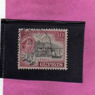 CYPRUS CIPRUS CIPRO GREAT BRITAIN 1955 QUEEN ELISABETH II KYRENIA REGINA ELISABETTA USATO USED OBLITERE' - Zypern (...-1960)