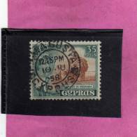 CYPRUS - CIPRUS - CIPRO GREAT BRITAIN 1955 QUEEN ELISABETH II HARVEST IN MESAORIA - REGINA ELISABETTA VENDEMMIA USED - Cipro (...-1960)