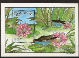 Gambie Gambia 1992 N° BF 147 ** Fleurs, Nymphaea, Oiseau, Etang - Gambia (1965-...)